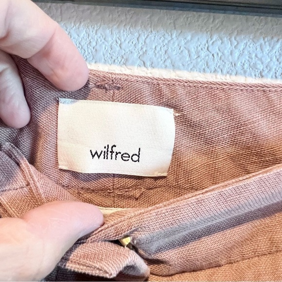 Aritzia Wilfred Cauchy Linen Blend High Rise Belted Cropped Pants Brown Size 4 - Picture 3 of 10